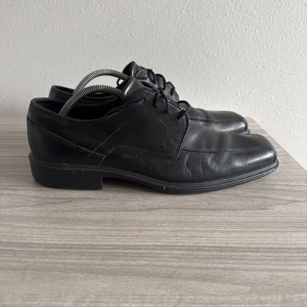 Ecco Austin Men Dress Shoes Black Size 43 US 9 Leather Oxford Square Toe Lace Up